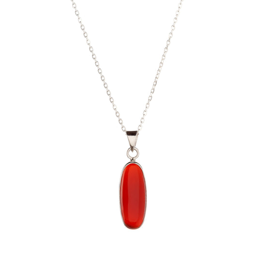 Sterling Silver Carnelian Pendant Necklace