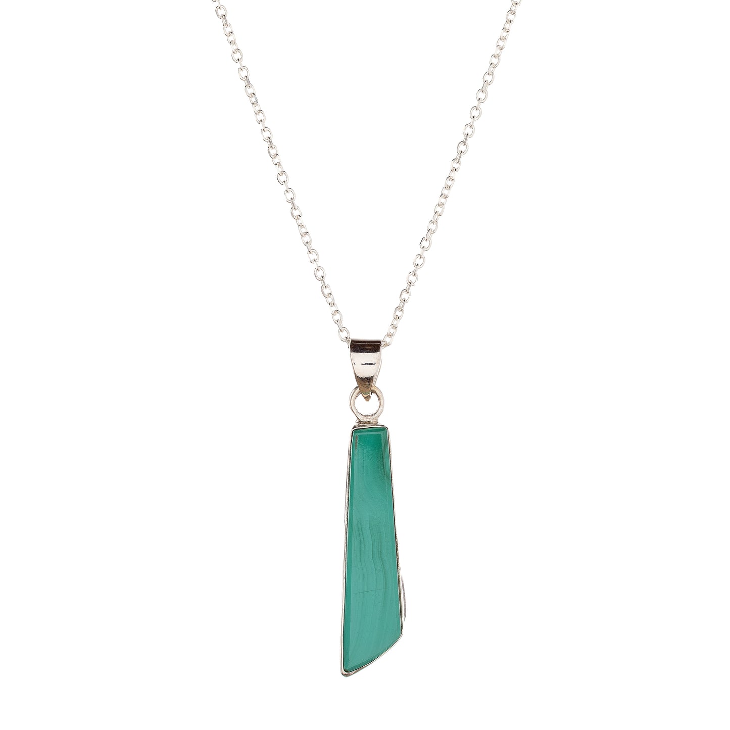 Collar con colgante de malaquita en plata de ley