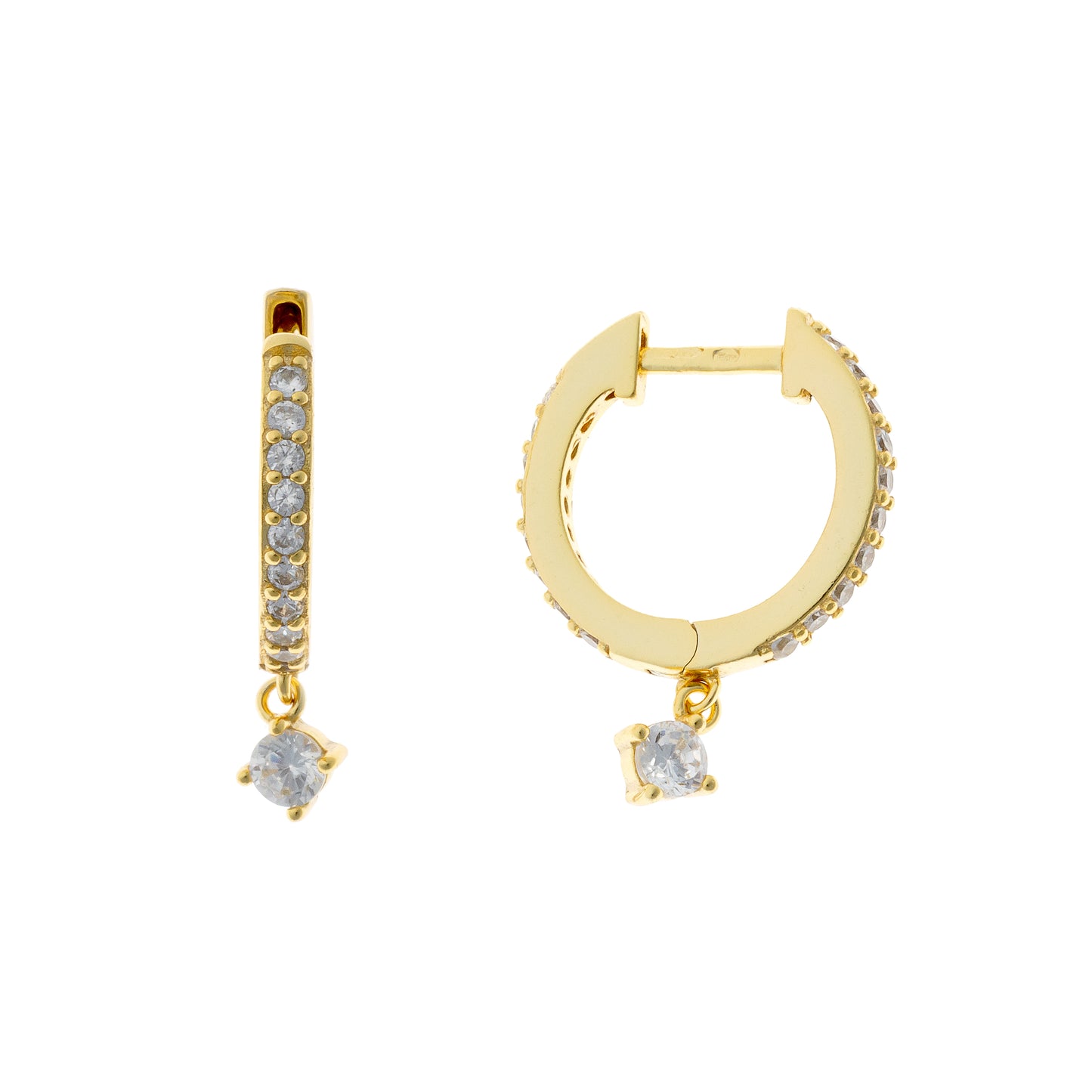 Aros con dije de circonita cúbica en plata de ley