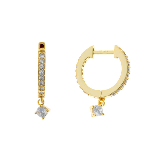 Aros con dije de circonita cúbica en plata de ley