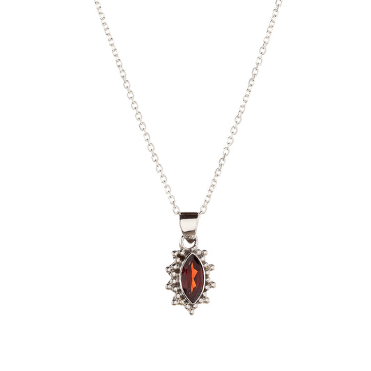 Sterling Silver Garnet Pendant Necklace