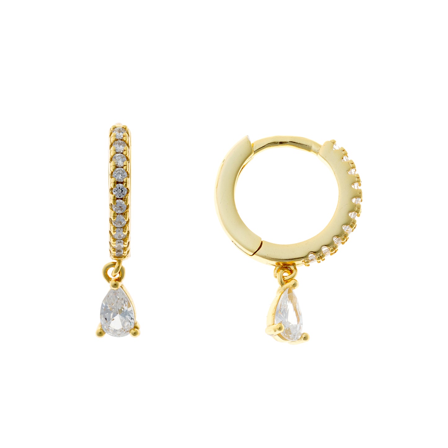 Aros con dije de circonita cúbica en plata de ley