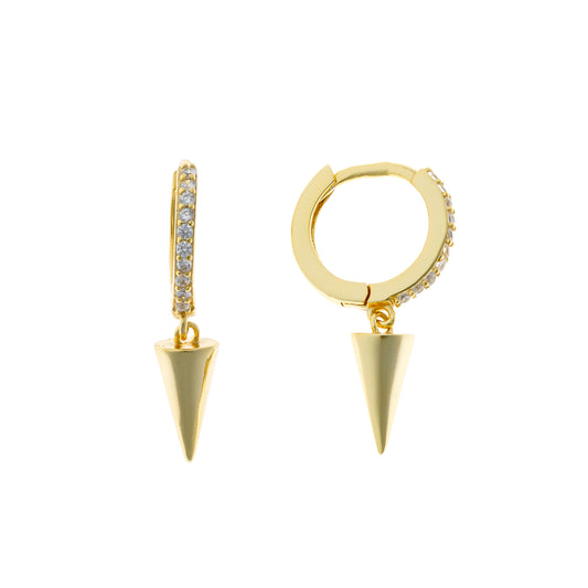 Aros con dije de pincho de plata de ley