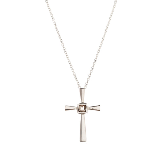 Sterling Silver Smoky Quartz Pendant Necklace