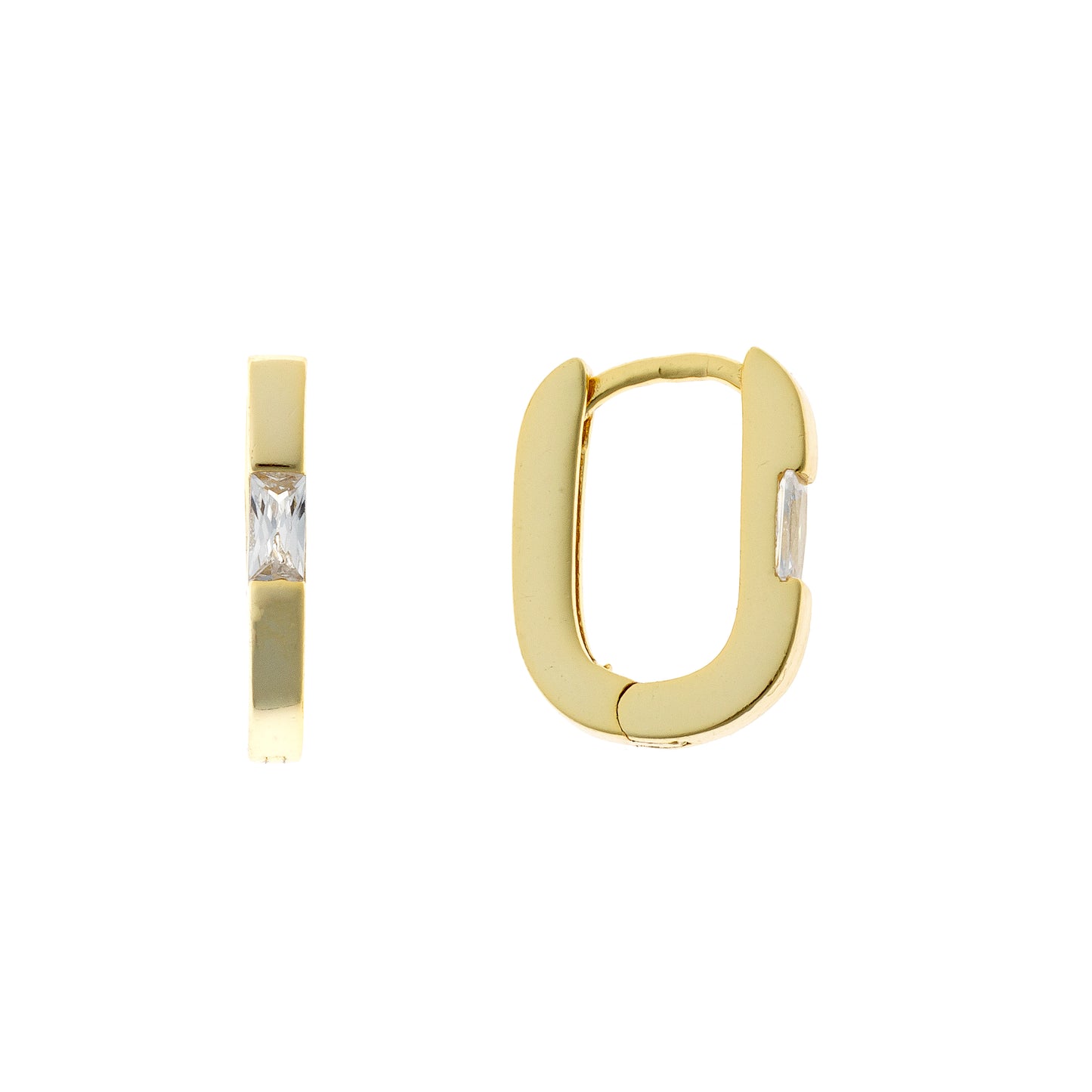 Sterling Silver CZ Oval Hoops