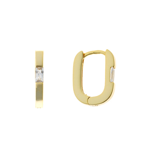 Aros ovalados con circonita cúbica en plata de ley