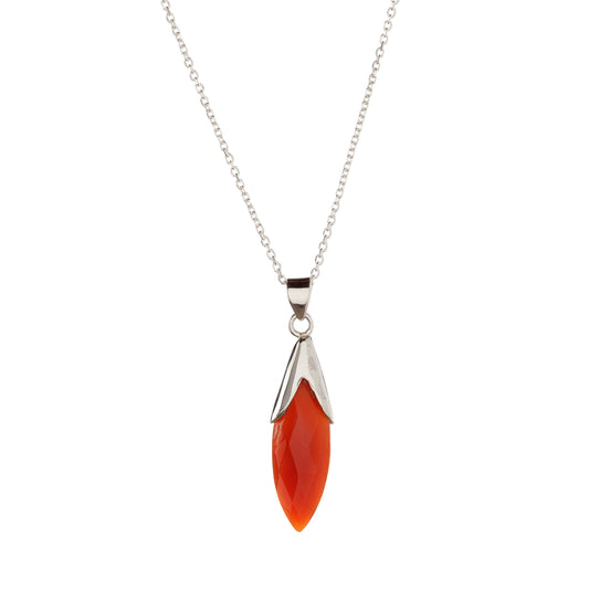 Sterling Silver Carnelian Pendant Necklace