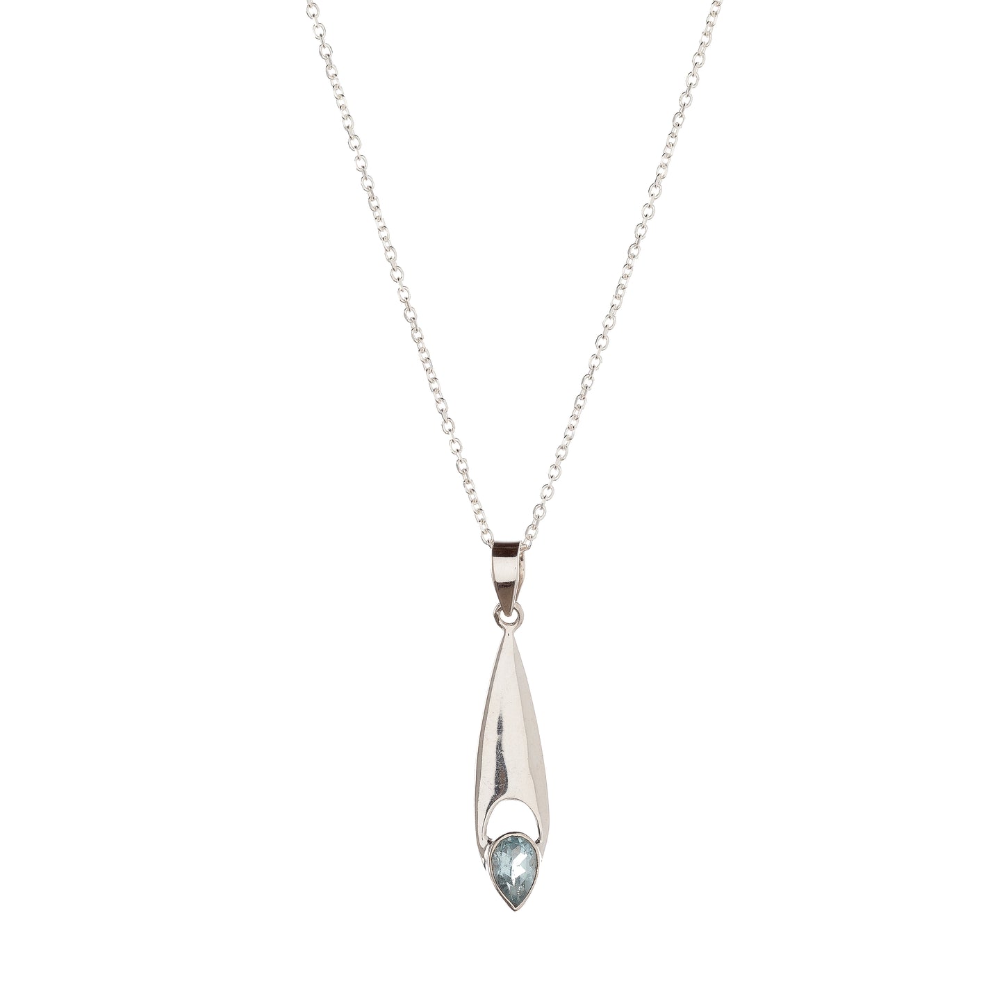 Sterling Silver Blue Topaz Pendant Necklace