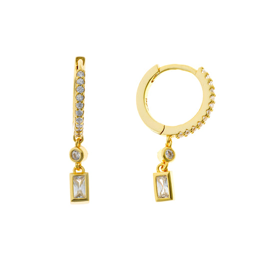 Aros con dije de circonita cúbica en plata de ley