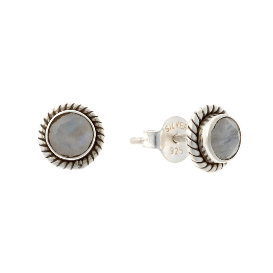 Sterling Silver Moonstone Stud Earrings