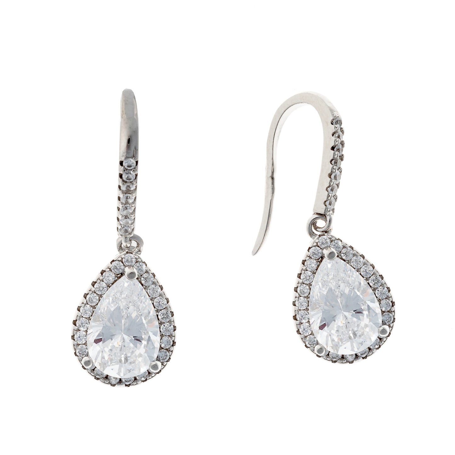 Sterling Silver CZ Teardrop Earrings