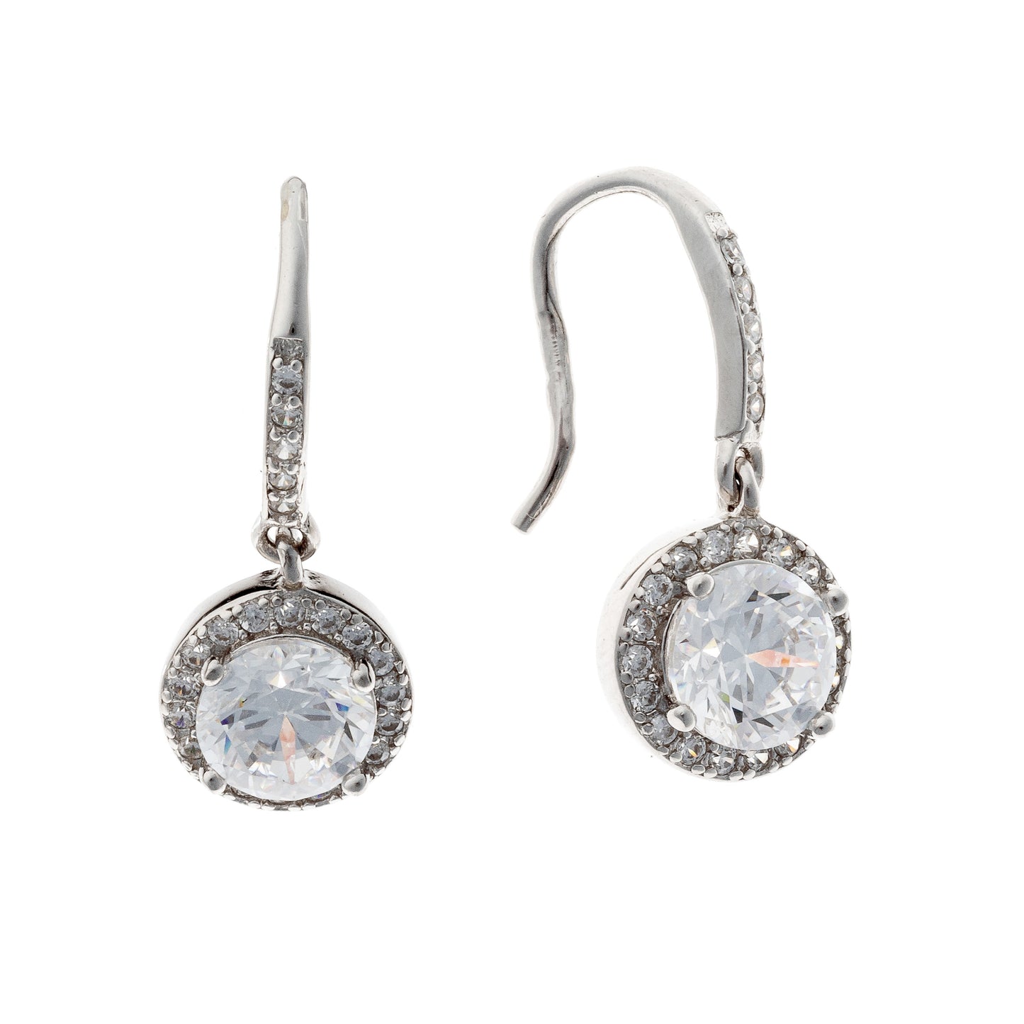 Pendientes de plata de ley con circonitas redondas