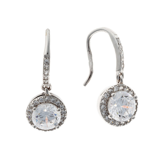 Pendientes de plata de ley con circonitas redondas