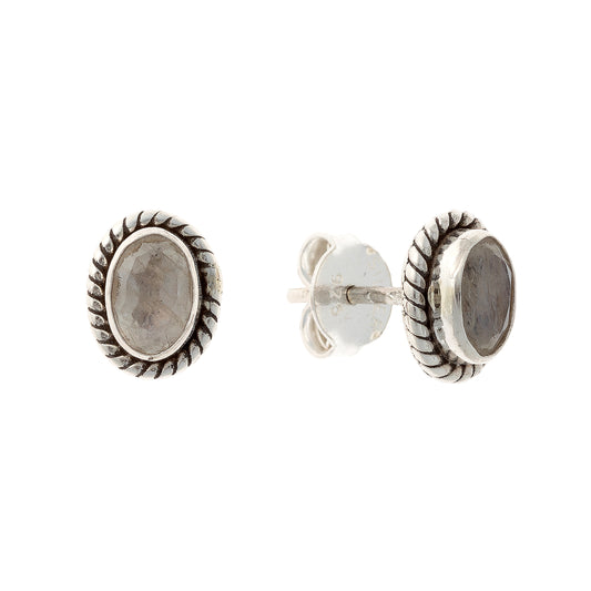 Sterling Silver Moonstone Stud Earrings