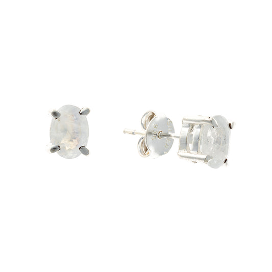 Sterling Silver Moonstone Stud Earrings
