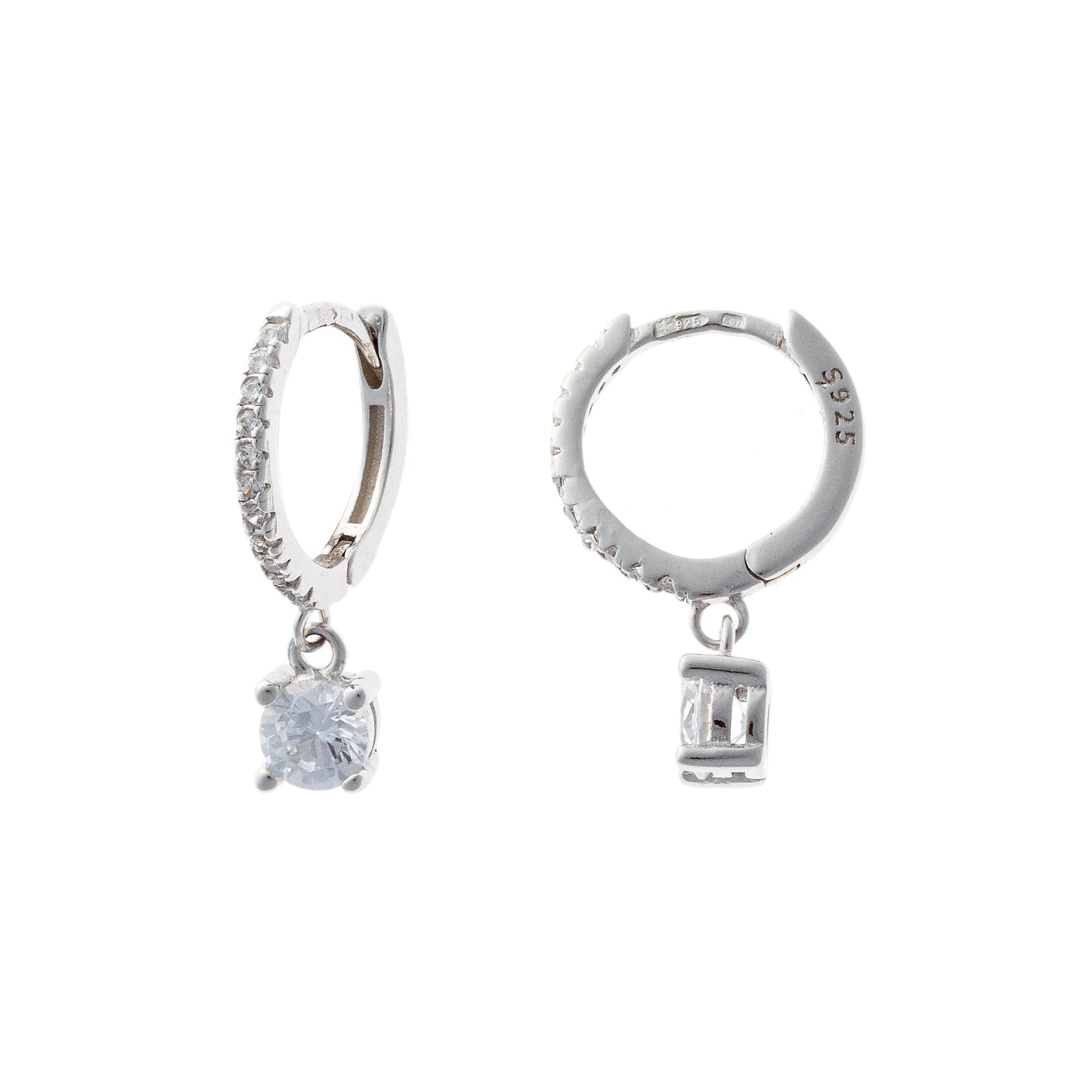 Sterling Silver CZ Charm Hoops