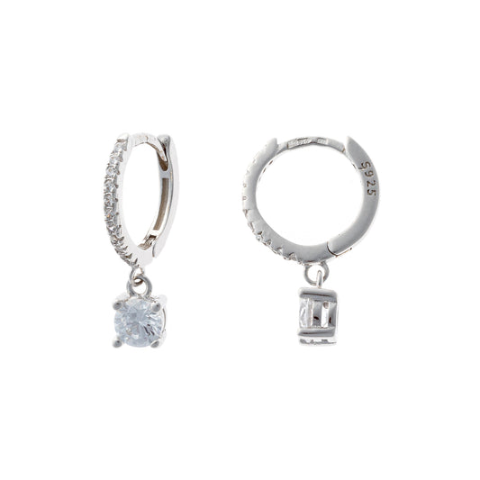 Sterling Silver CZ Charm Hoops