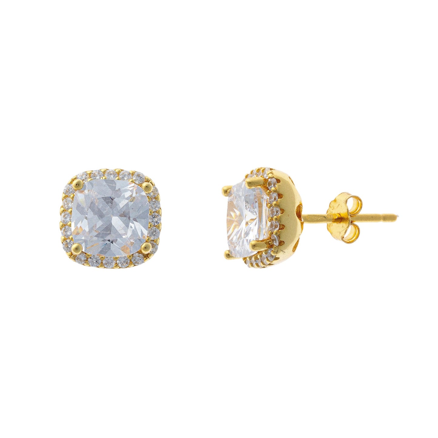Sterling Silver CZ Crystal Stud Earrings
