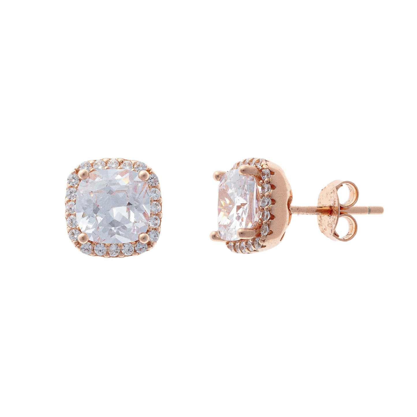 Sterling Silver CZ Crystal Stud Earrings