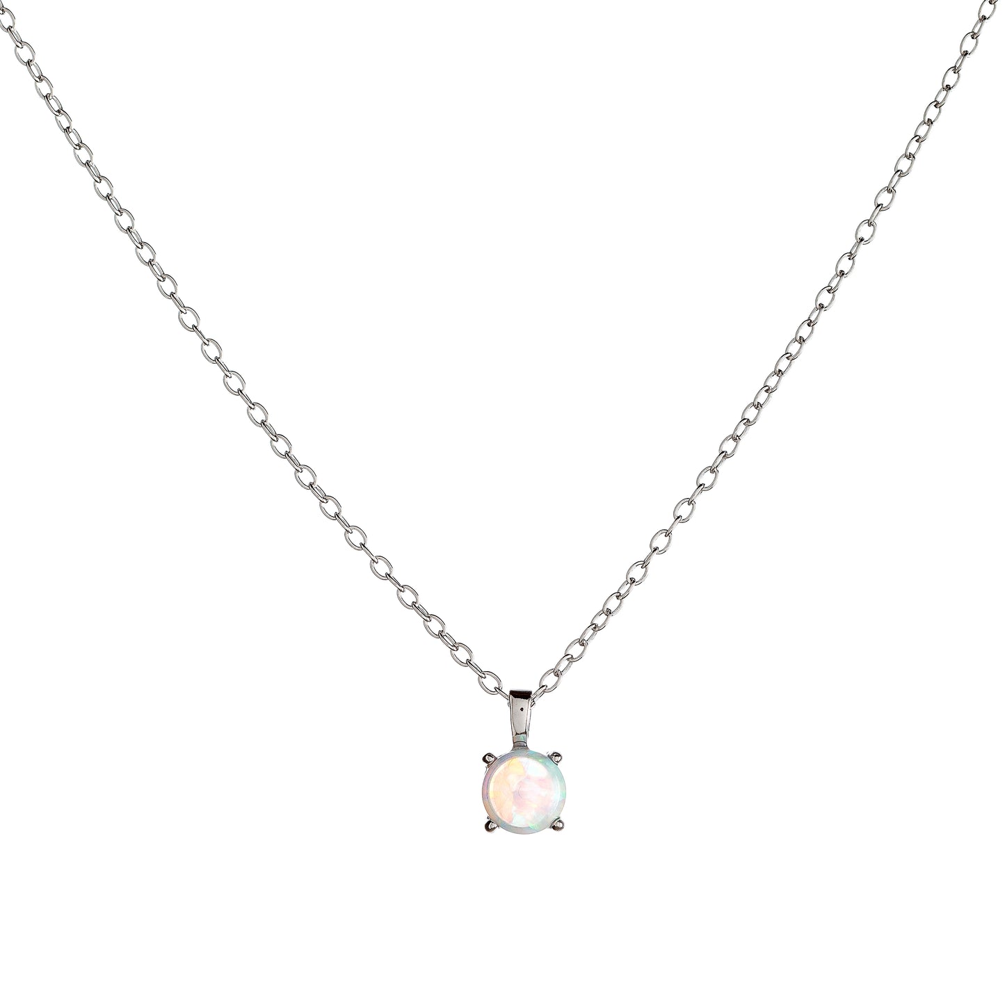 Sterling Silver Synthetic Opal Necklace
