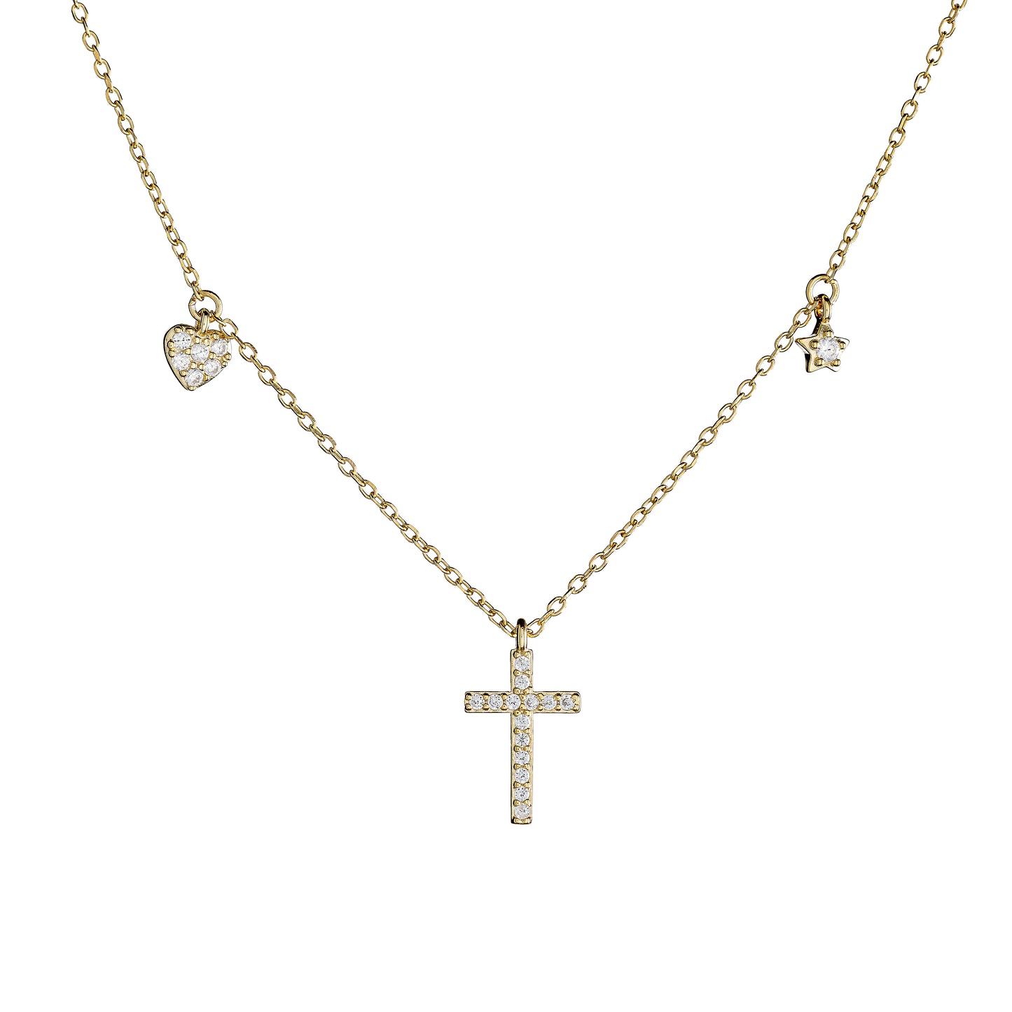 Collar de cruz de circonitas cúbicas de plata esterlina