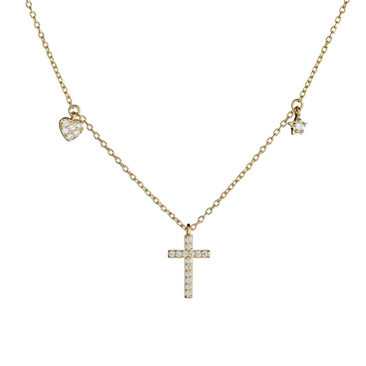 Collar de cruz de circonitas cúbicas de plata esterlina