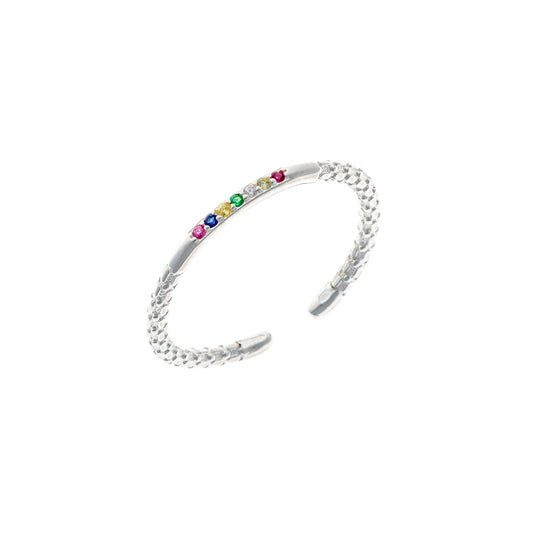 Sterling Silver Rainbow CZ Band Ring