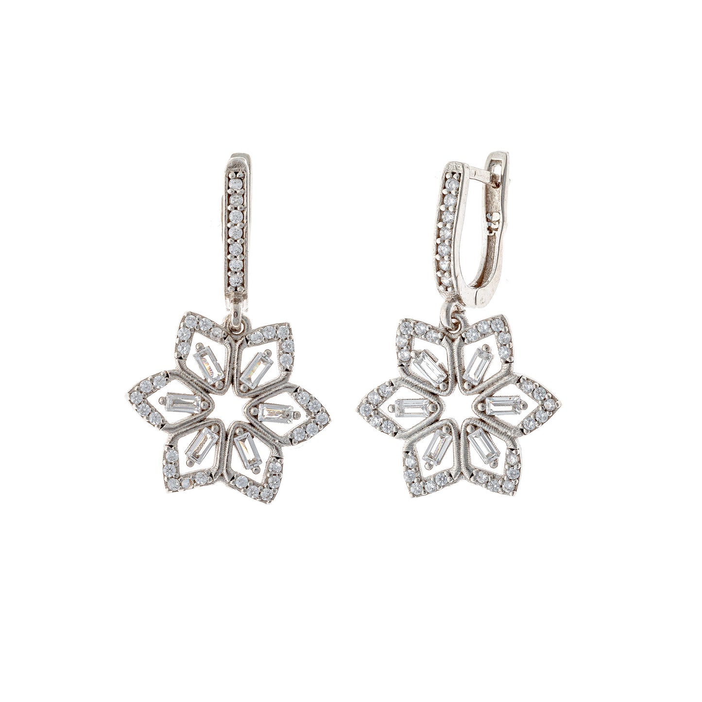 Sterling Silver CZ Flower Earrings