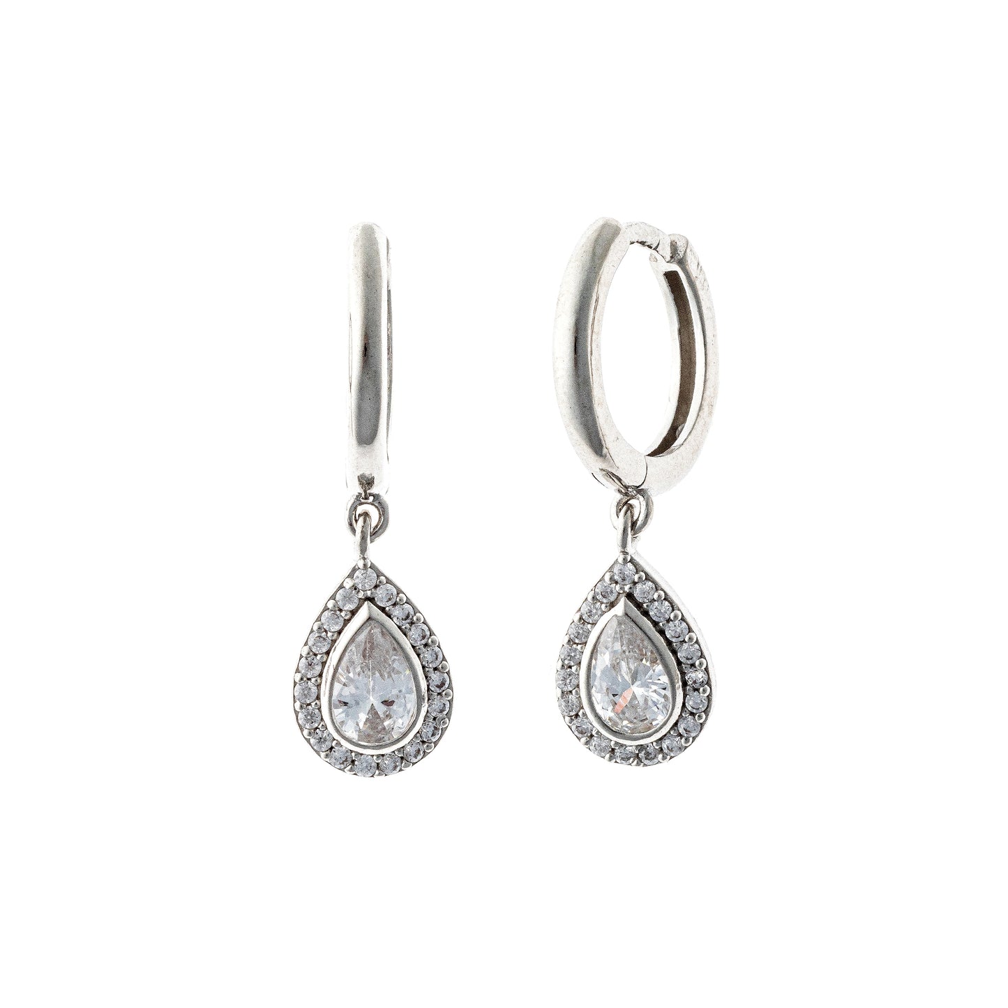 Sterlng Silver CZ Hoops With Charms