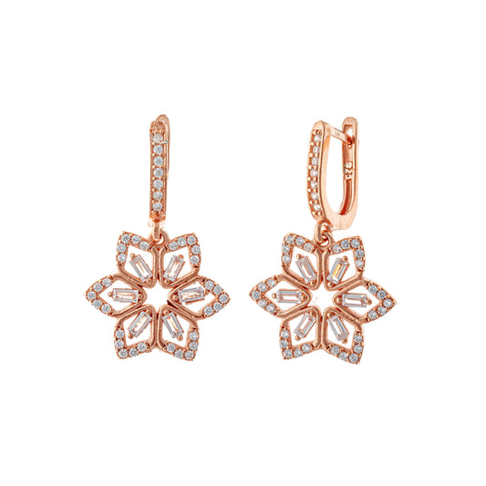Sterling Silver CZ Flower Earrings