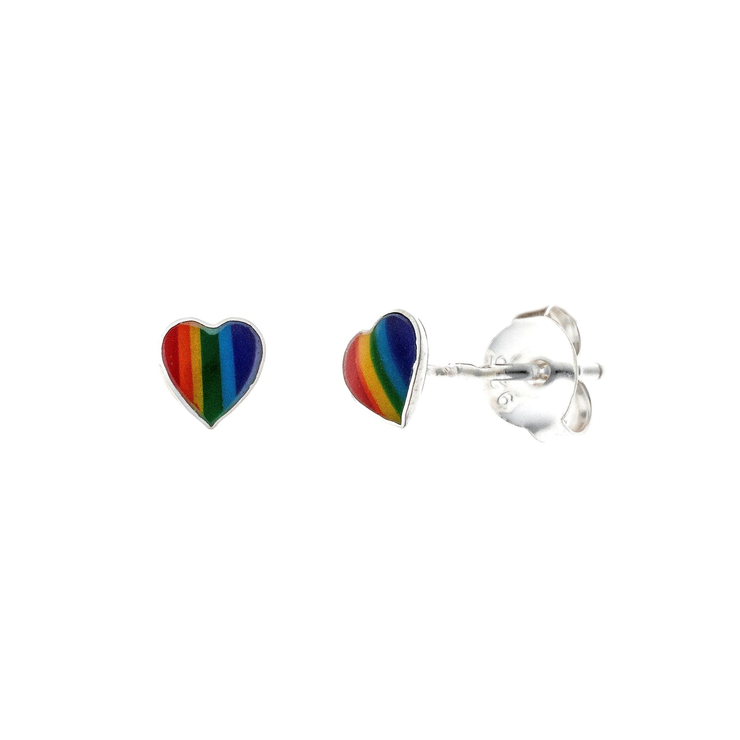 Pendientes de Plata Esterlina Corazón Arcoíris
