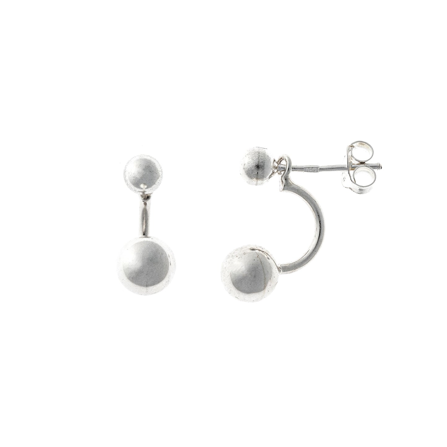 Aretes de plata de ley de dos piezas