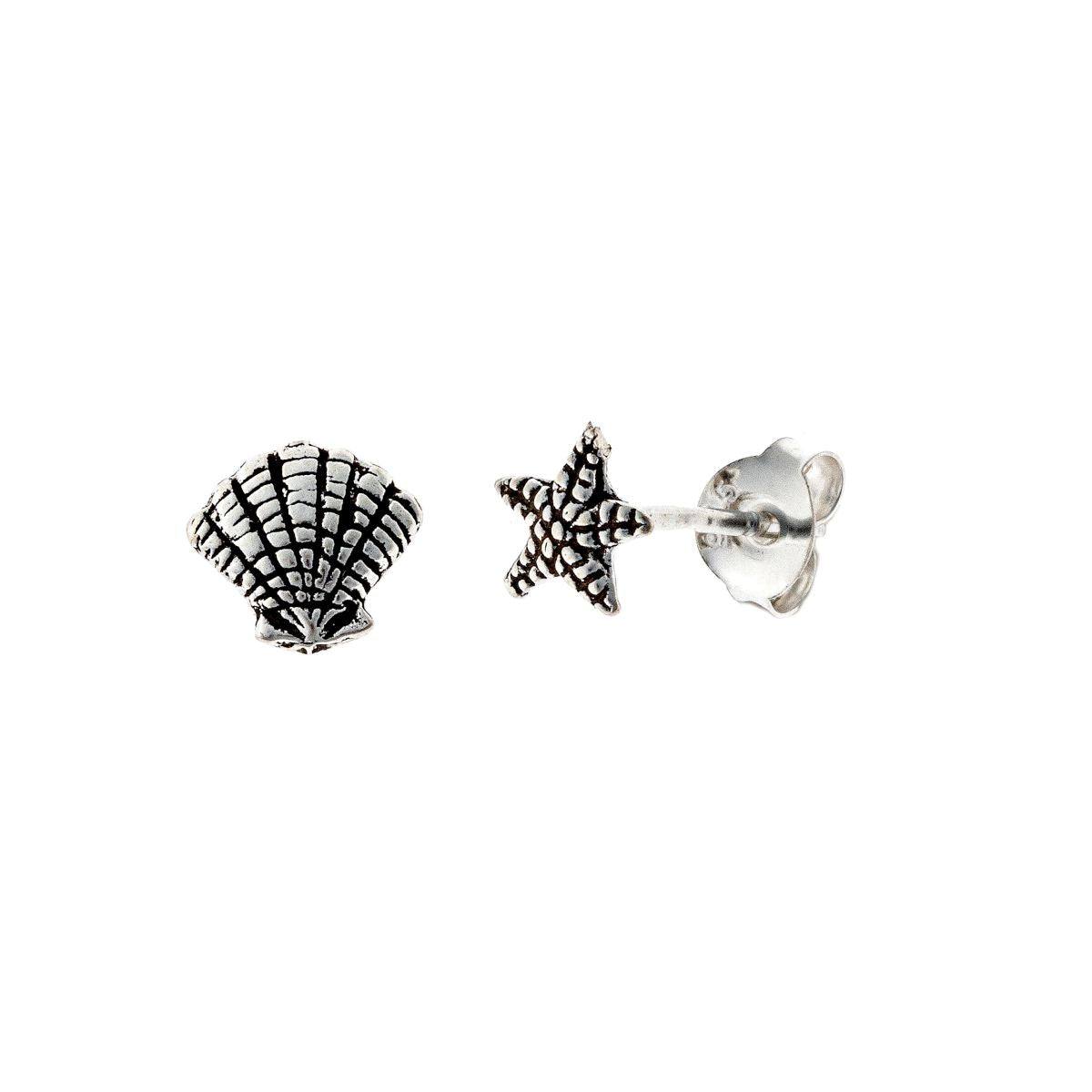 Sterling Silver Shell & Star Studs