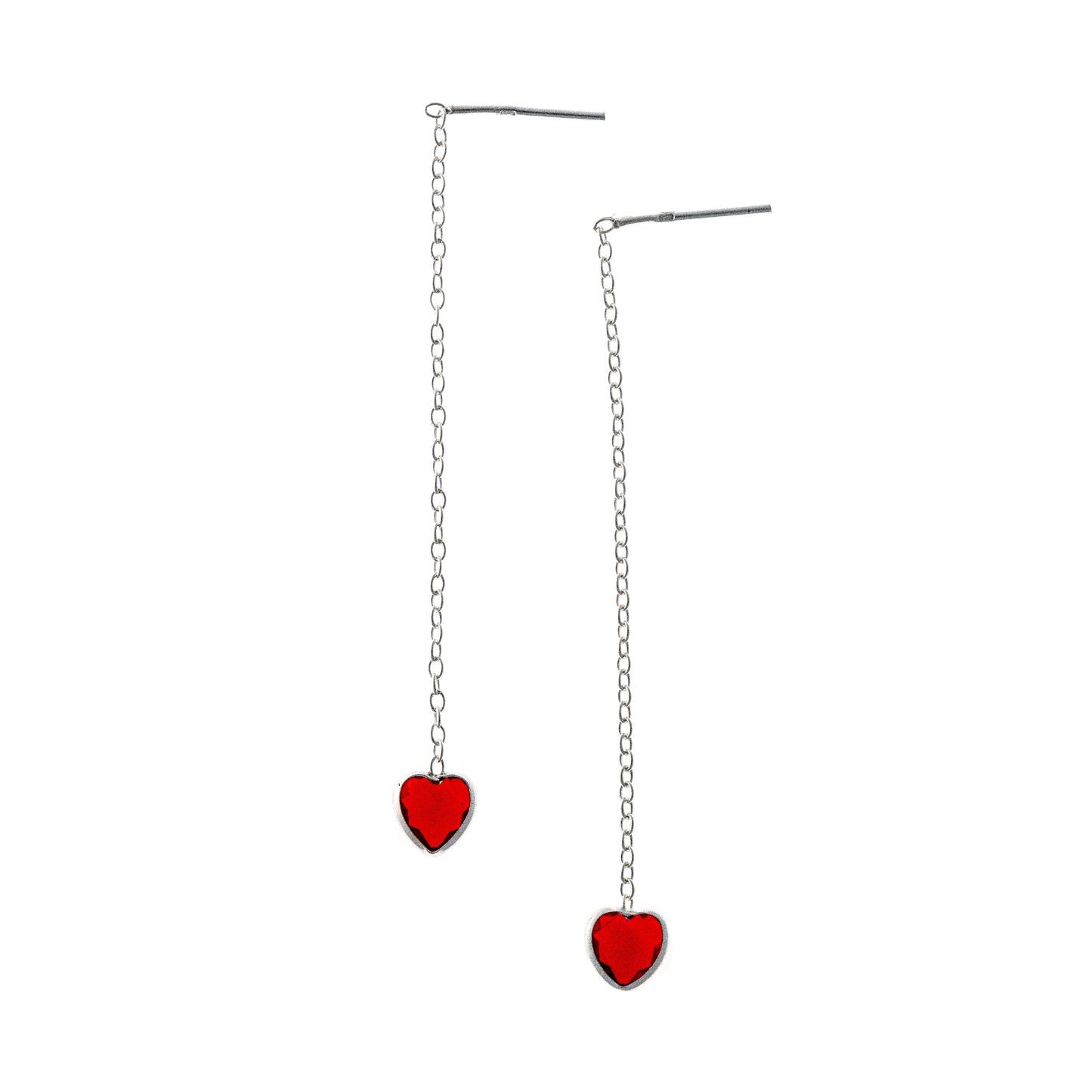 Sterling Silver Heart Chain Earrings