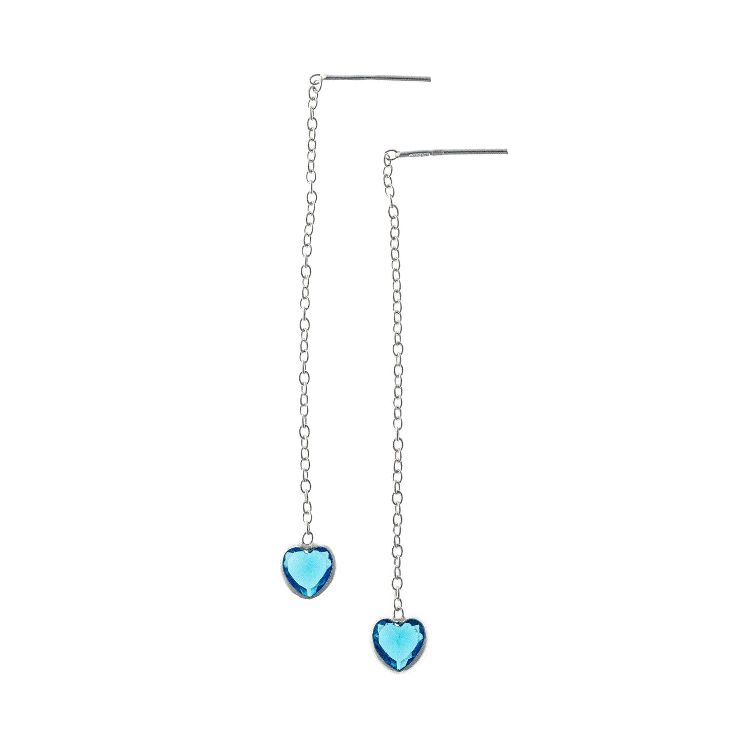 Sterling Silver Heart Chain Earrings