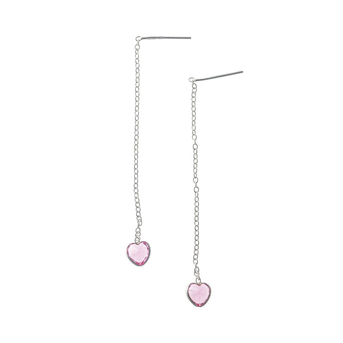 Sterling Silver Heart Chain Earrings