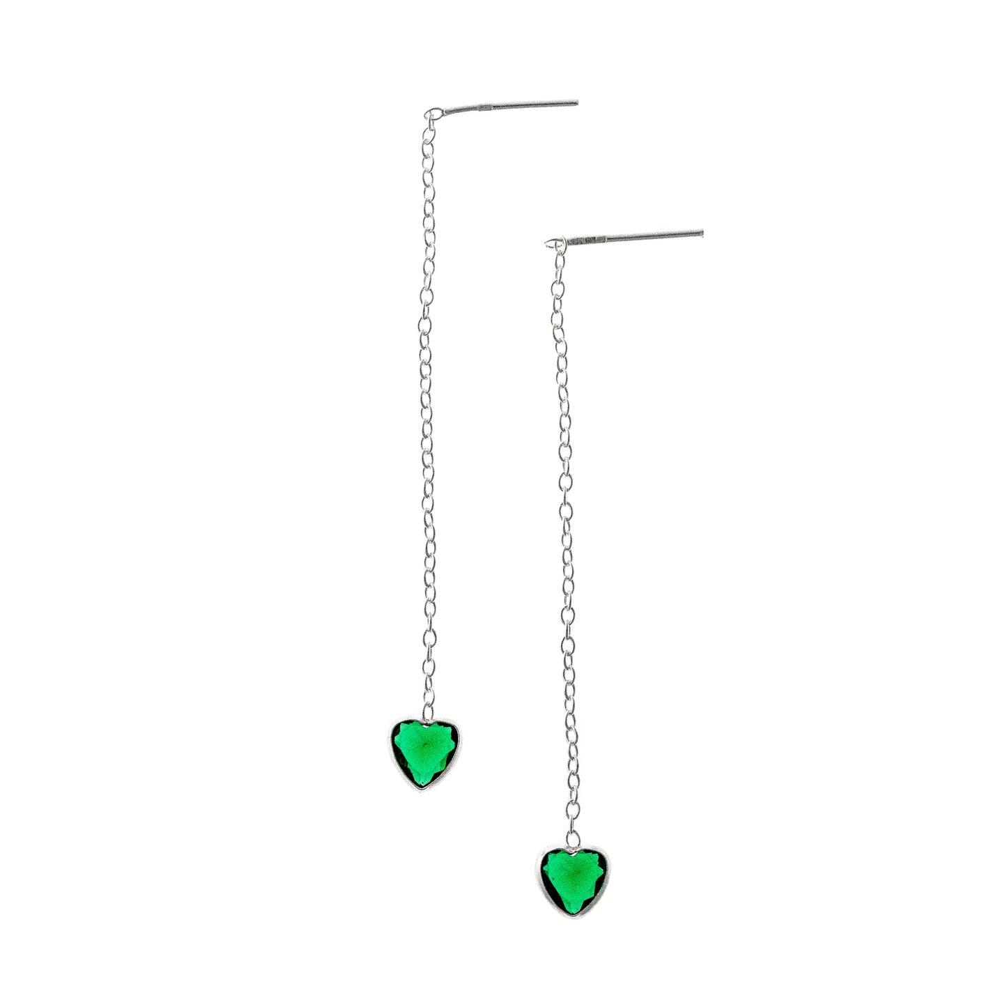 Sterling Silver Heart Chain Earrings