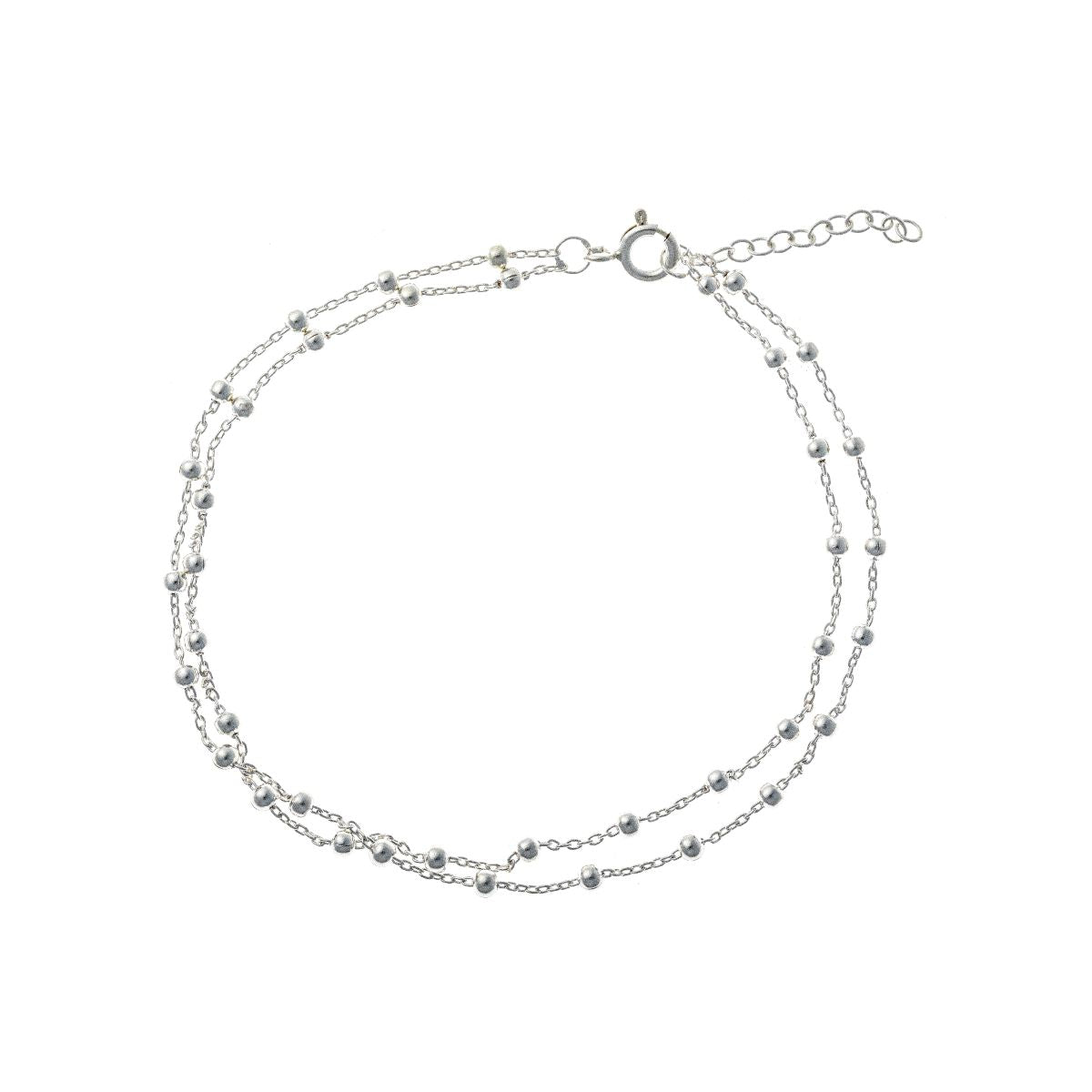 Sterling Silver Double Bead Chain Anklet