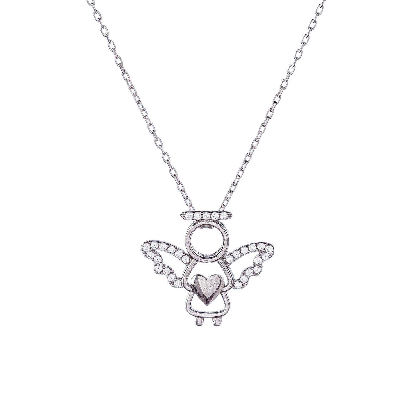 Sterling Silver CZ Angel Necklace