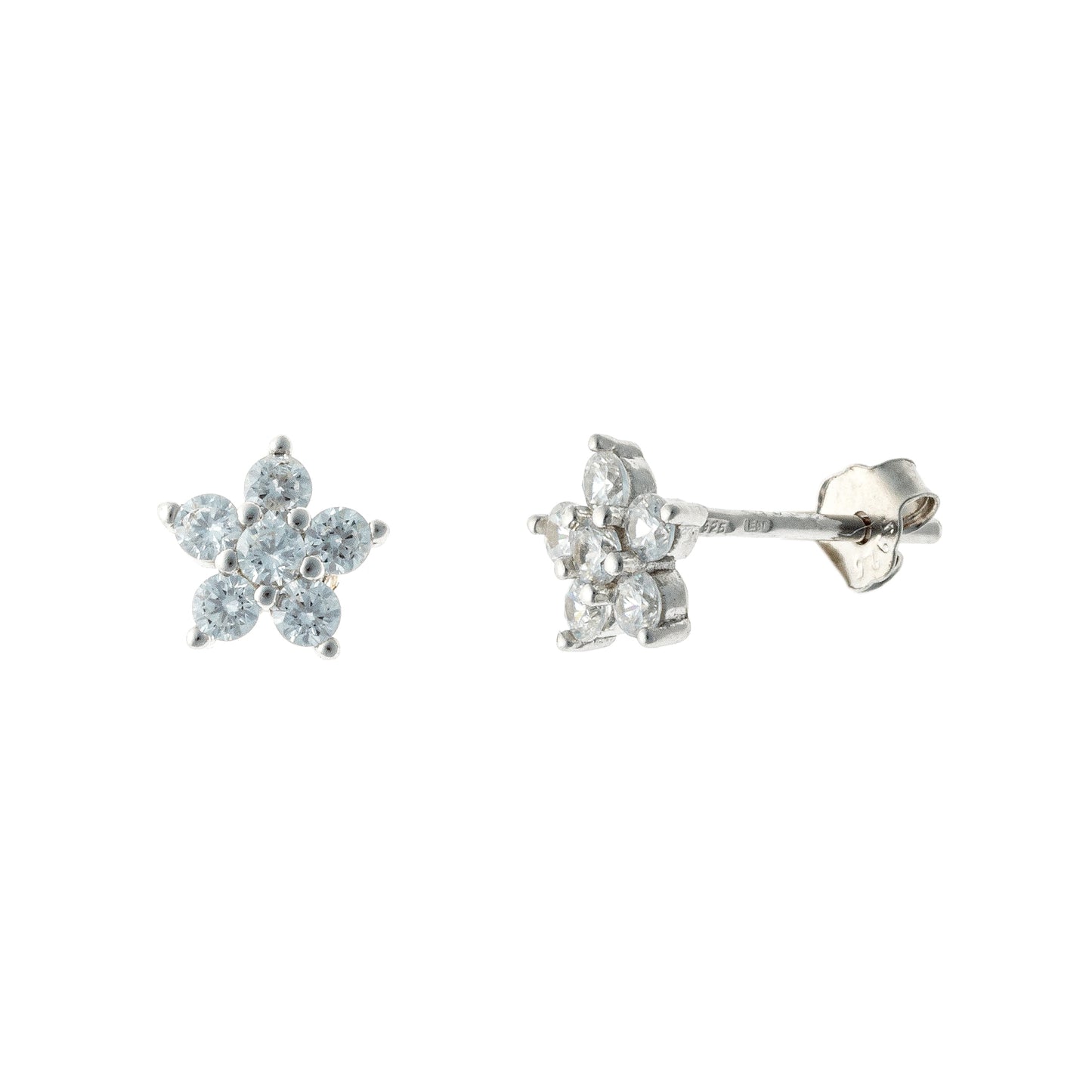 Sterling Silver CZ Flower Studs