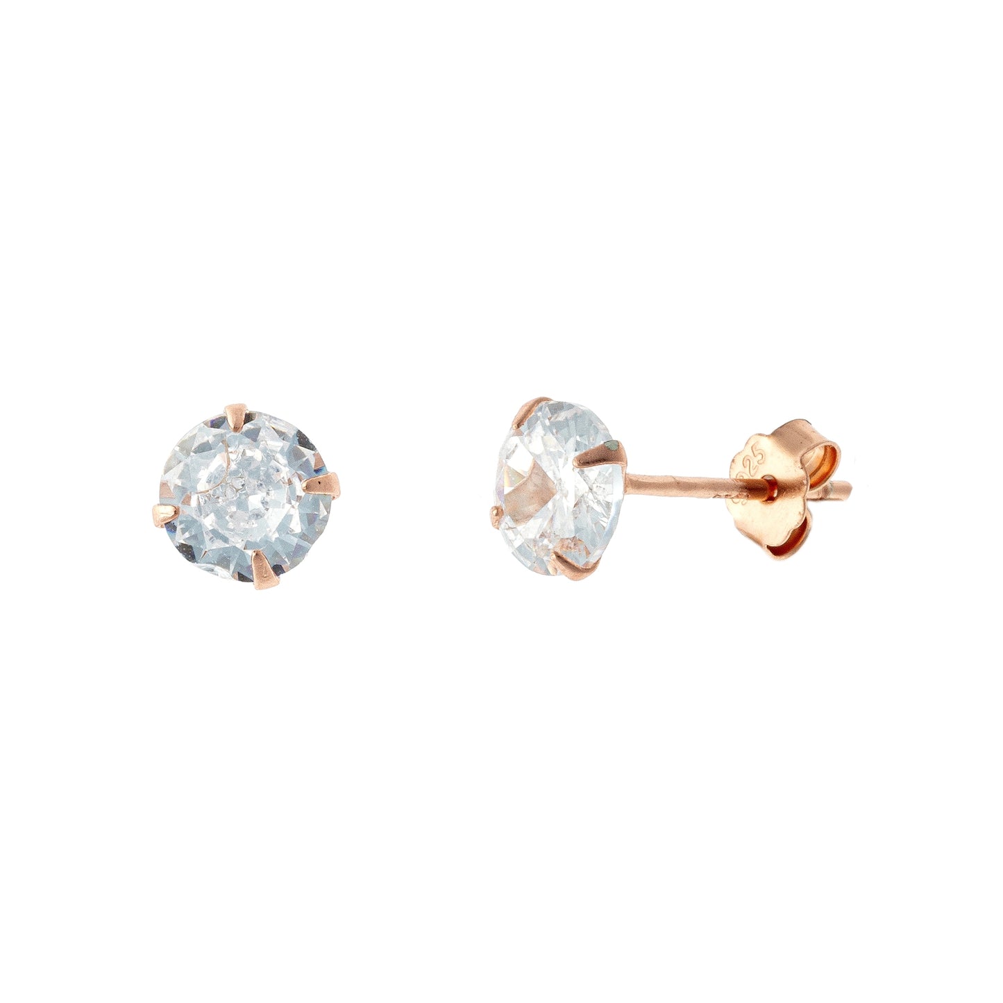 Sterling Silver 4 - 7 mm CZ Studs
