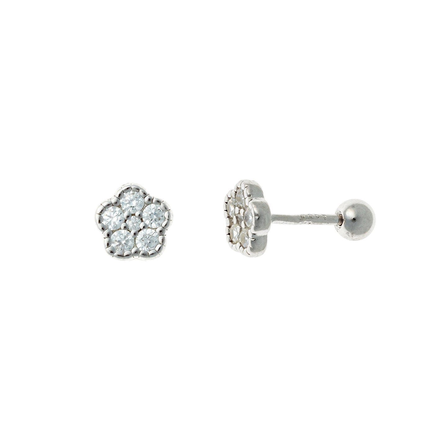 Sterling Silver Flower Screw Studs