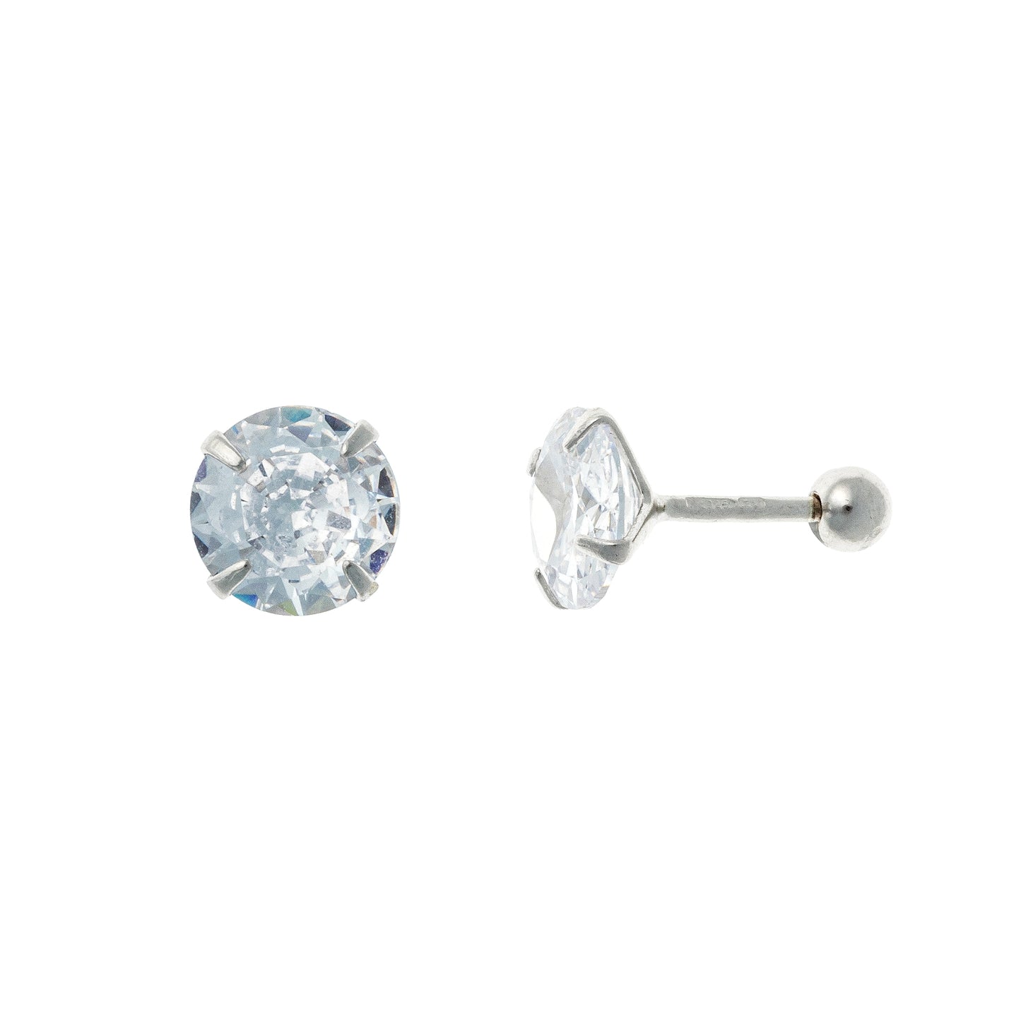 Sterling Silver 3 - 7 mm CZ Screw Studs