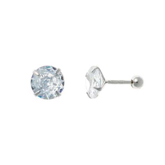 Sterling Silver 3 - 7 mm CZ Screw Studs