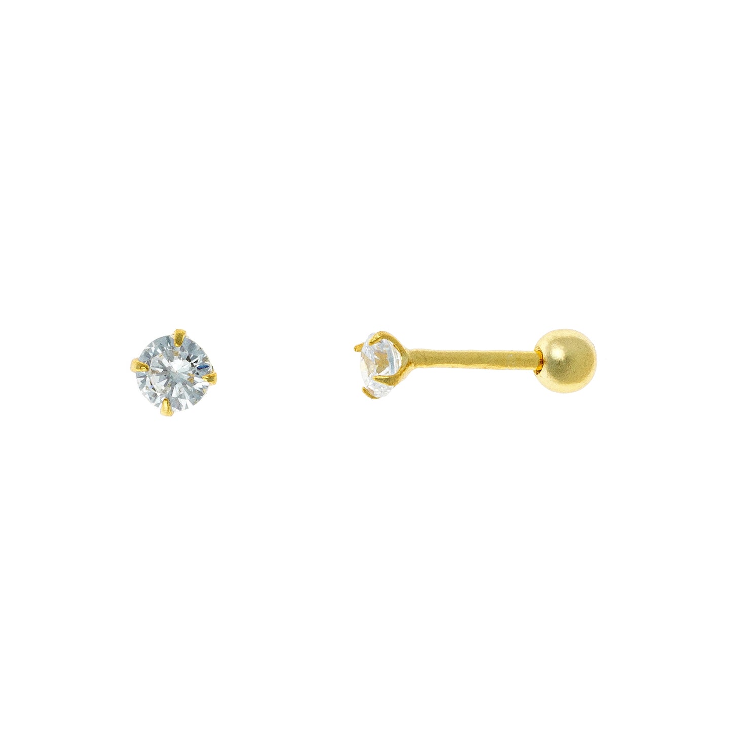 Sterling Silver 3 - 7 mm CZ Screw Studs