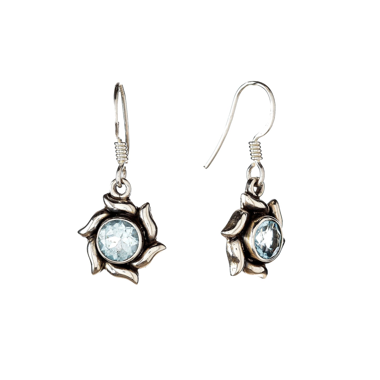 Sterling Silver Blue Topaz Drop Earrings