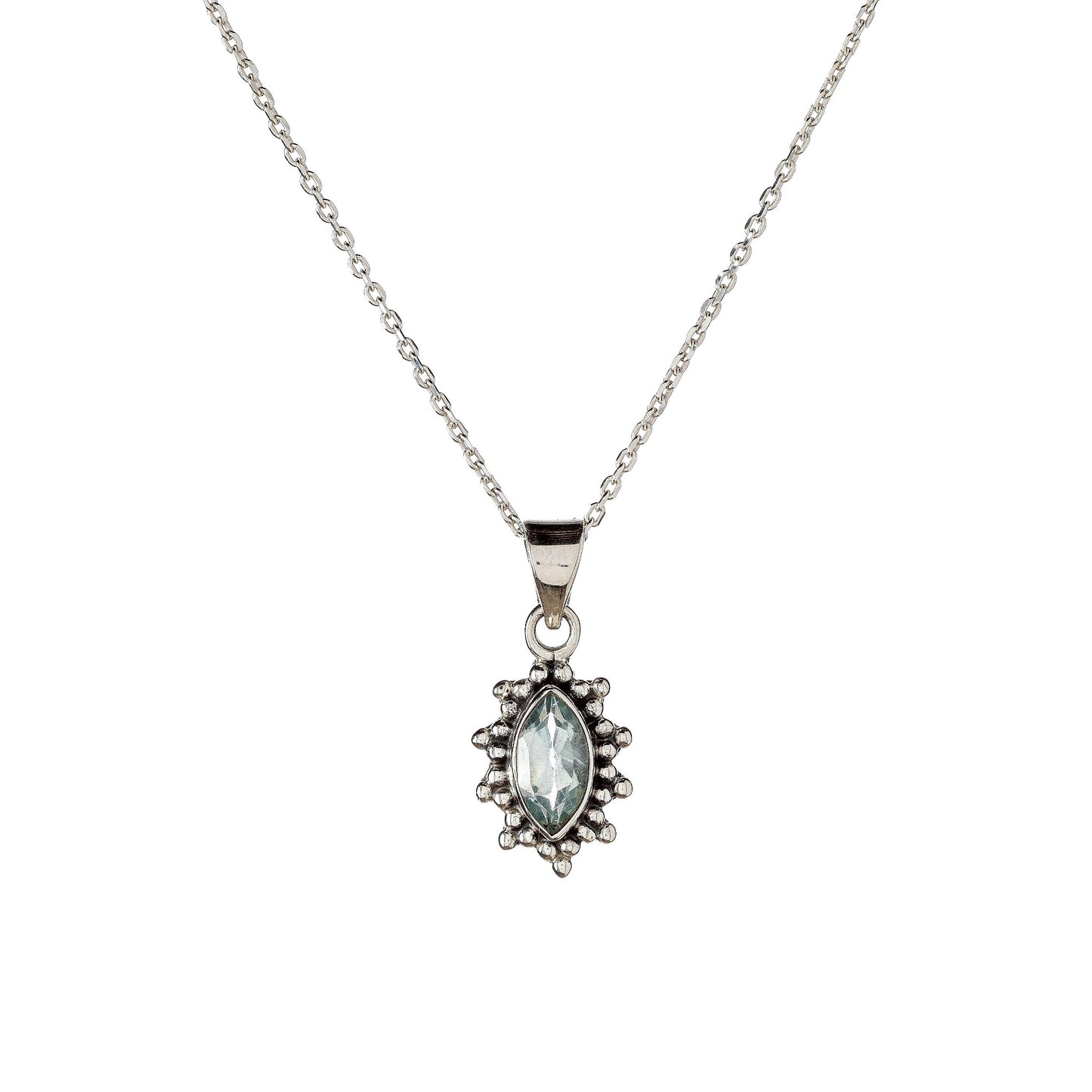 Sterling Silver Blue Topaz Pendant Necklace