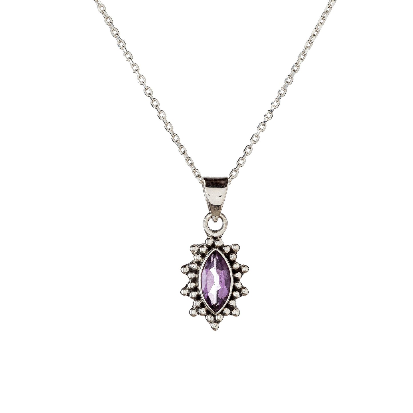 Collar con colgante de amatista en plata de ley
