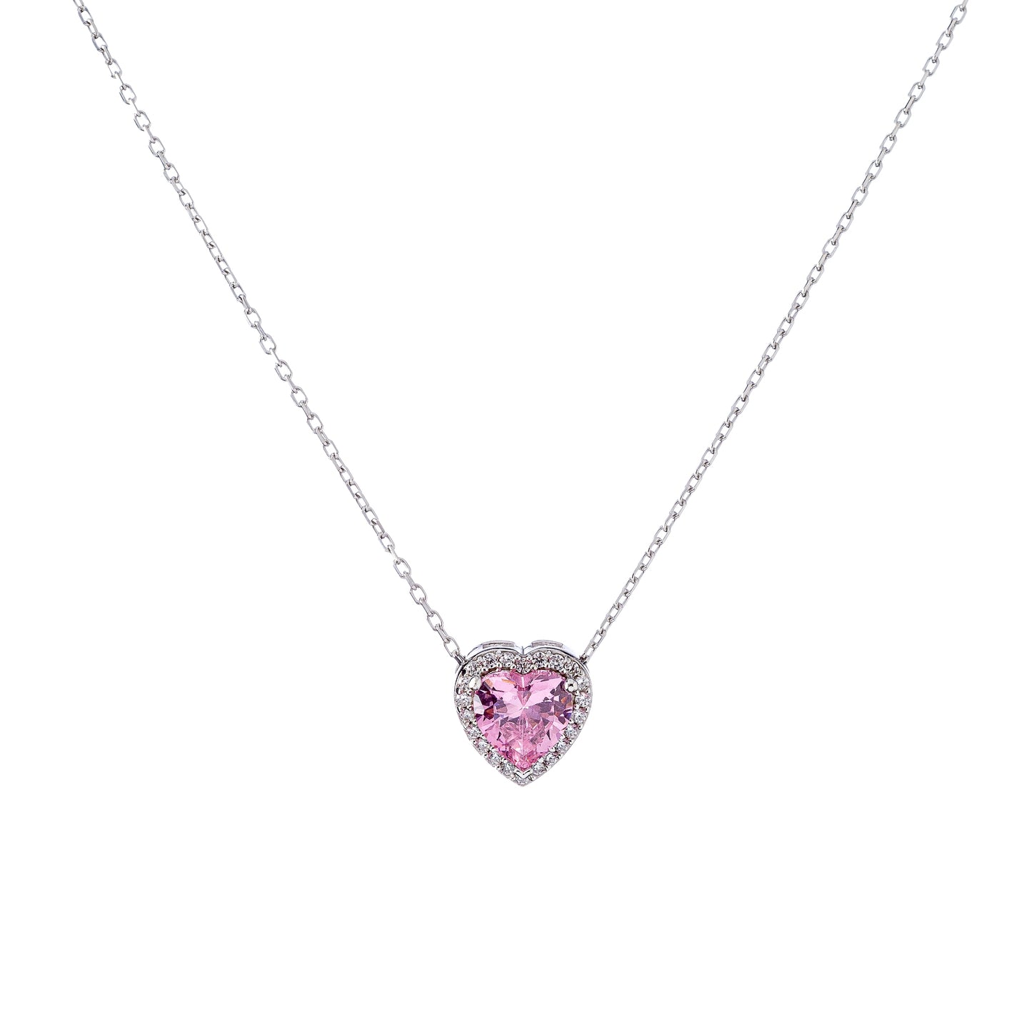 Sterling Silver CZ Heart Necklace
