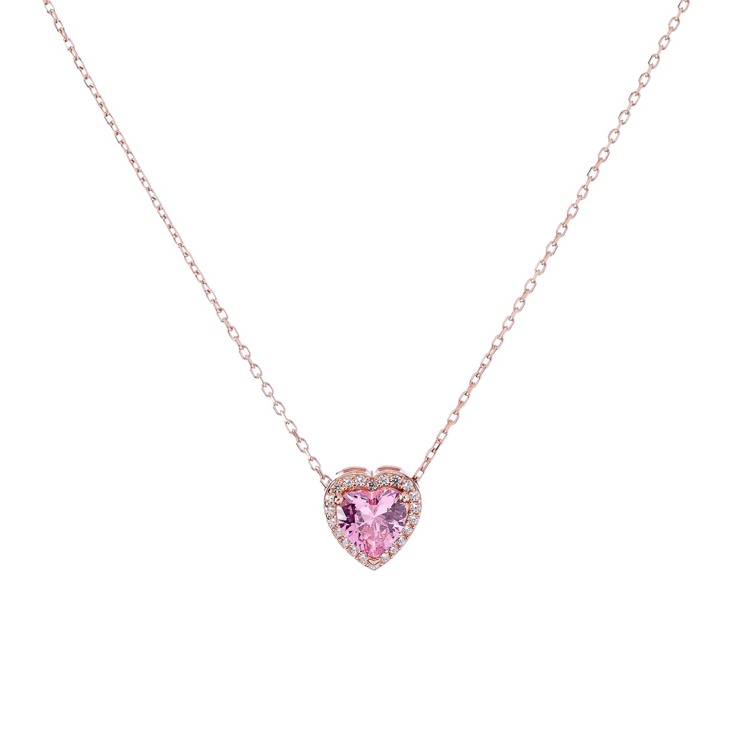 Sterling Silver CZ Heart Necklace